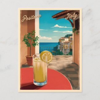 Vintage Travel Positano Italy Retro Scenic