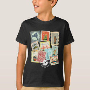 Vintage Travel Postage Stamps Vacation Philatelic  T-Shirt