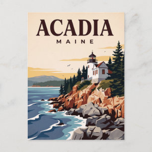 Vintage Travel Postcard Acadia National Park 