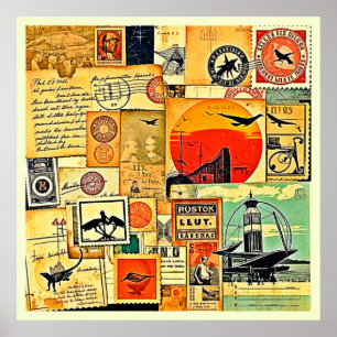 Vintage Travel Postcard Art Poster