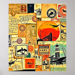 Vintage Travel Postcard Art Poster
