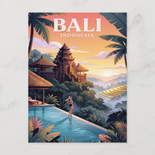 Vintage Travel Postcard Bali Indonesia