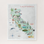 Vintage Travel Postcard | California Collectible Jigsaw Puzzle<br><div class="desc">A perfect piece of art for anyone that loves California. Featuring watercolor illustrated map of all the favorite landmarks. Add your custom wording to this design by using the "Edit this design template" boxes on the right-hand side of the item or click the blue "Customize it" button to arrange the...</div>