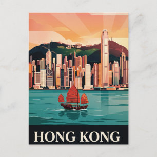 Vintage Travel Postcard Hong Kong