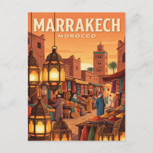 Vintage Travel Postcard Marrakech Morocco