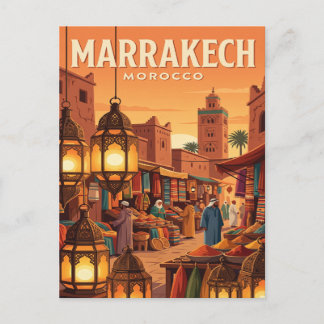 Vintage Travel Postcard | Marrakech Morocco
