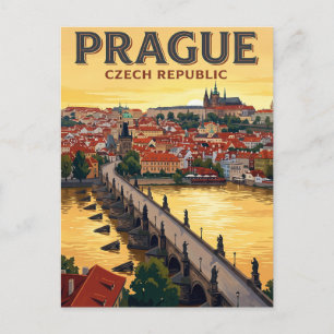 Vintage Travel Postcard Prague