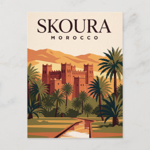 Vintage Travel Postcard Skoura Morocco Kasbah