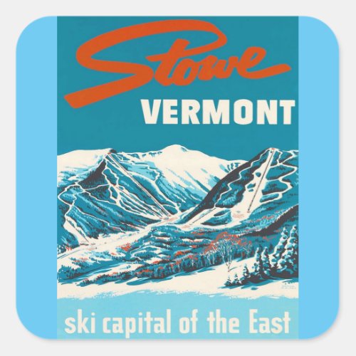 Vintage Travel Postcard _ Stowe Vermont  Square Sticker