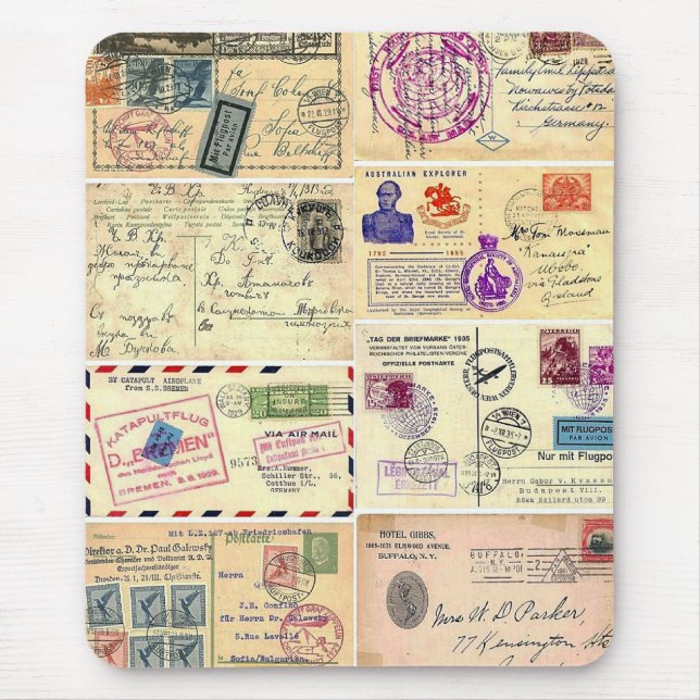 Vintage Travel Postcards Mouse Pad (Front)