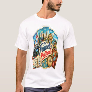 Vintage Travel Postcards Sticker – Retro World T-Shirt