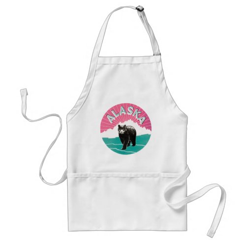 Vintage Travel Poster Alaska Black Bear in Snow Adult Apron