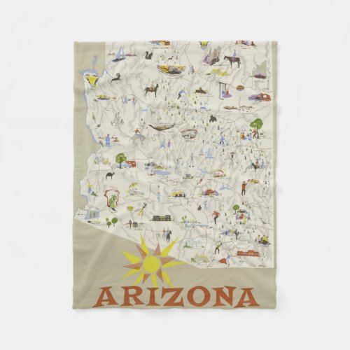 Vintage Travel Poster Arizona Blanket