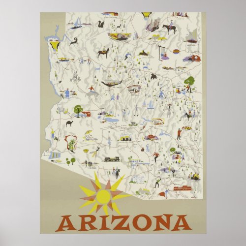 Vintage Travel Poster Arizona Poster