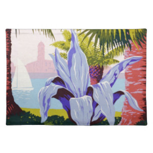 Vintage Travel Poster Art, Discover Puerto Rico! Cloth Placemat