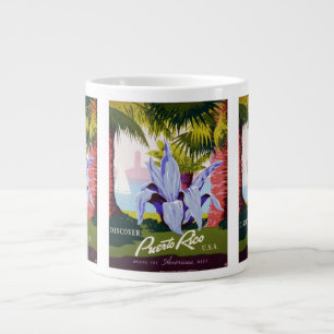 Vintage Travel Poster Art, Discover Puerto Rico! Giant Coffee Mug