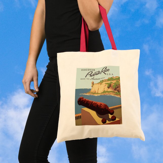 Vintage Travel Poster Art, Discover Puerto Rico! Tote Bag (Creator Uploaded)
