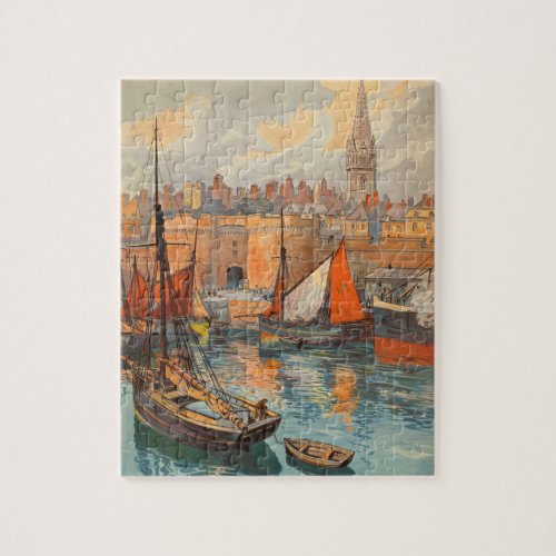 Vintage Travel Poster Art Saint Malo France Jigsaw Puzzle