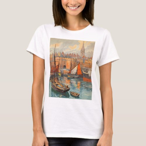 Vintage Travel Poster Art Saint Malo France T_Shirt