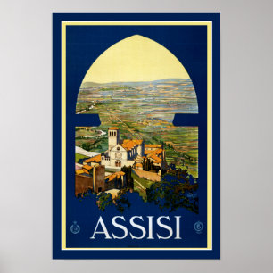 Vintage Travel Poster Assisi Italy