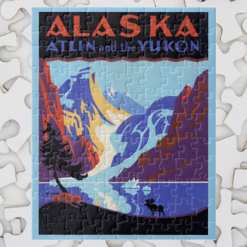 Vintage Travel Poster  Atlin And The Yukon  Alaska Jigsaw Puzzle by YesterdayCafe at Zazzle
