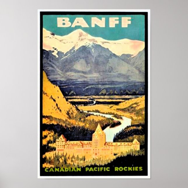 Vintage Travel Poster Banff Canadian Rockies (Front)