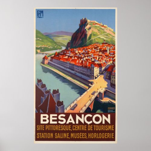 Vintage Travel Poster Besancon France XL