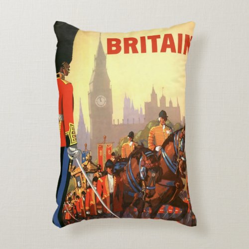 Vintage Travel Poster British Royal Guard Accent Pillow