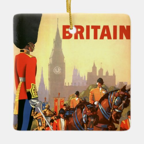 Vintage Travel Poster British Royal Guard Ceramic Ornament
