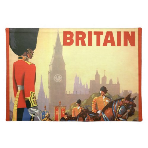 Vintage Travel Poster British Royal Guard Cloth Placemat