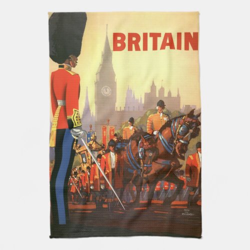 Vintage Travel Poster British Royal Guard Kitchen Towel