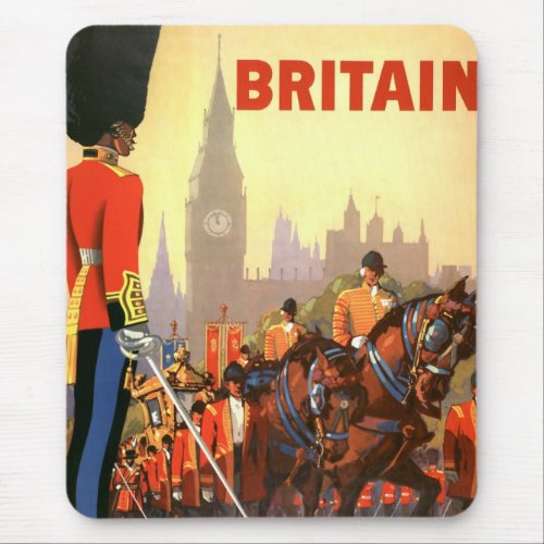 Vintage Travel Poster British Royal Guard Mouse Pad