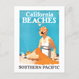 Vintage Travel Poster California Beaches Postcard