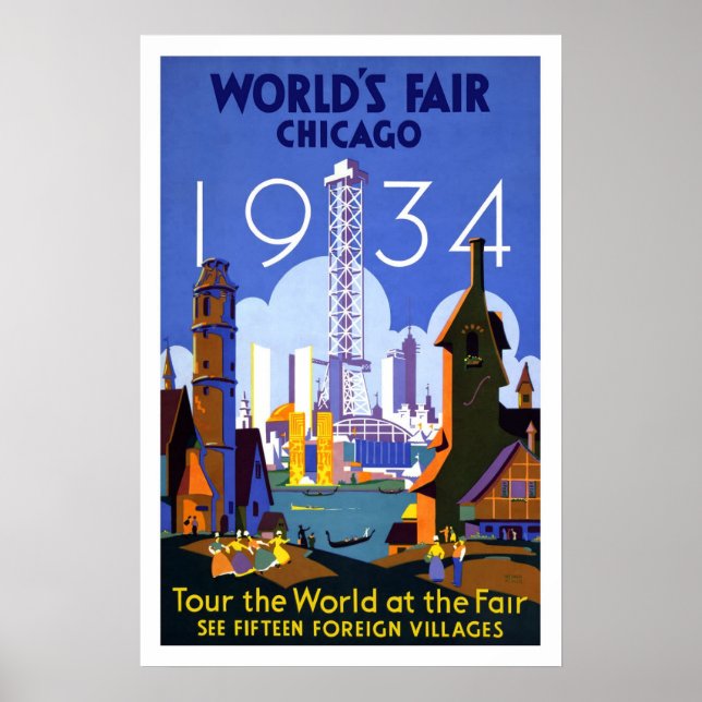 Vintage Travel Poster Chicago World's Fair 1934 (Front)