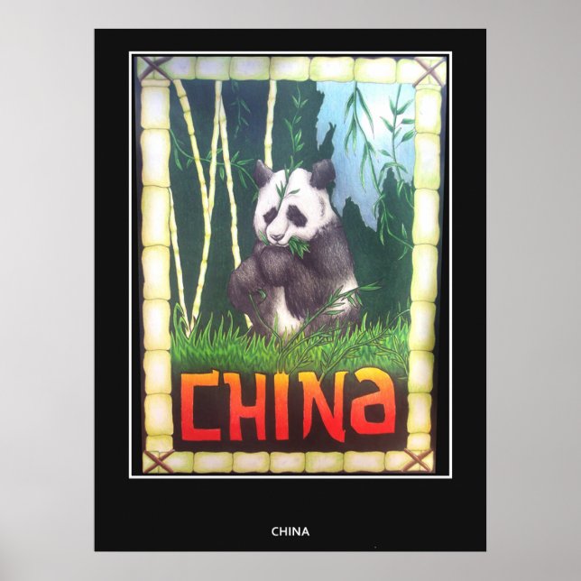 Vintage Travel Poster China Panda (Front)