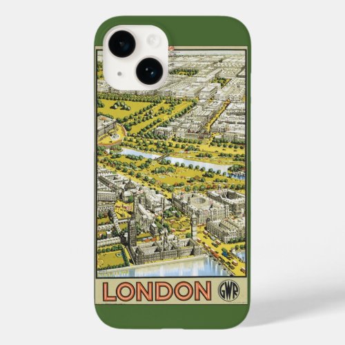 Vintage Travel Poster City of London Aerial View Case_Mate iPhone 14 Case
