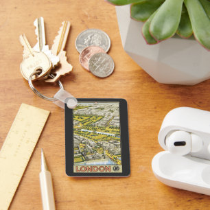 Vintage Travel Poster, City of London Aerial View Keychain