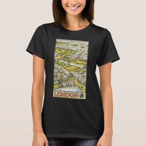 Vintage Travel Poster City of London Aerial View T_Shirt