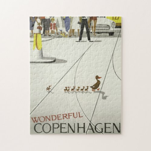 Vintage Travel Poster Copenhagen Denmark Poster Jigsaw Puzzle