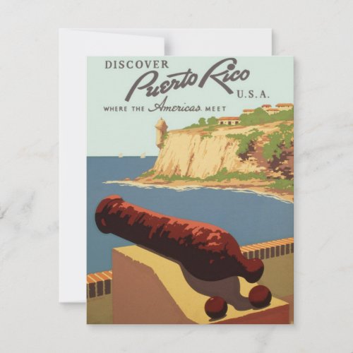 Vintage Travel Poster Discover Puerto Rico
