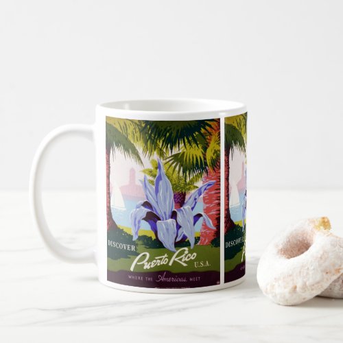 Vintage Travel Poster Discover Puerto Rico Coffee Mug