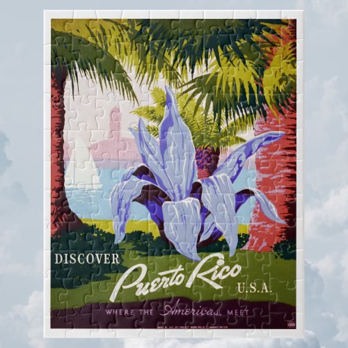 Vintage Travel Poster Discover Puerto Rico Jigsaw Puzzle