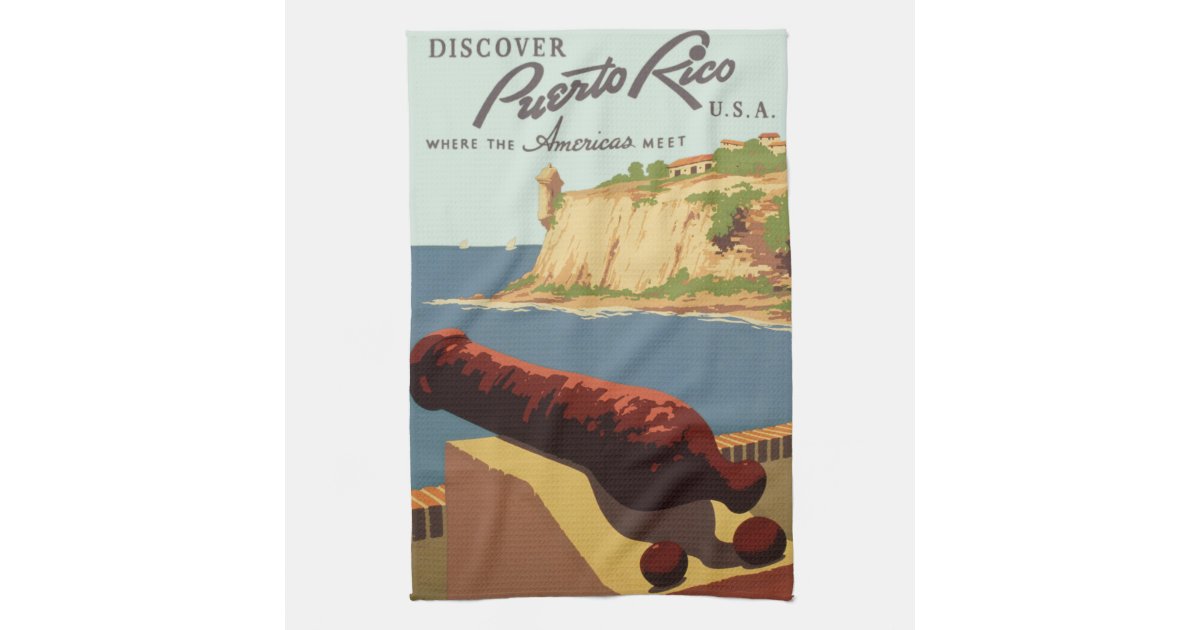 Discover Puerto Rico U.S.A. Vintage Travel Poster