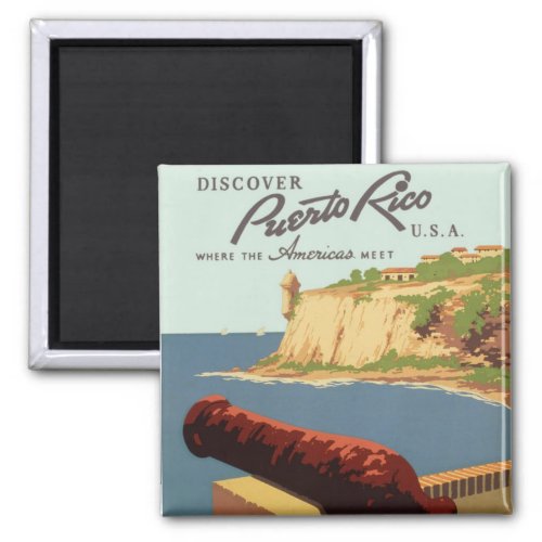 Vintage Travel Poster Discover Puerto Rico Magnet