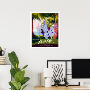 Vintage Travel Poster, Discover Puerto Rico! Poster