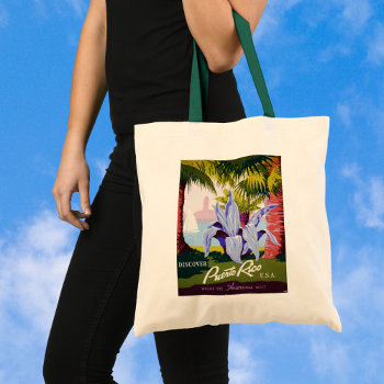 Vintage Travel Poster  Discover Puerto Rico! Tote Bag by YesterdayCafe at Zazzle