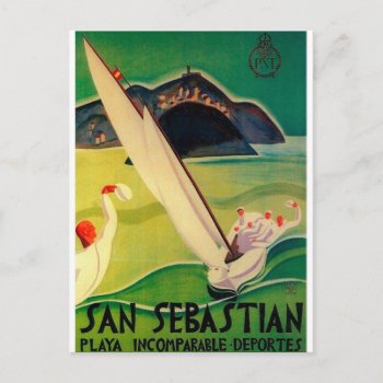 Vintage Travel Poster Donostia San Sebastian Postcard by ZazzleArt2015 at Zazzle