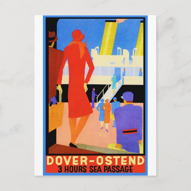 Vintage Travel Poster: Dover Ostend Postcard (Front)