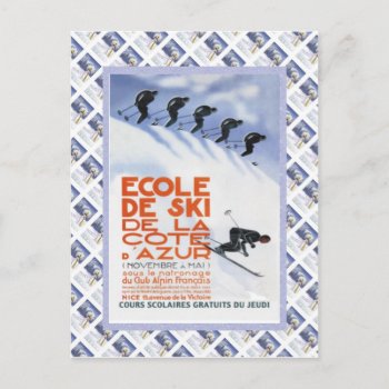 Vintage Travel Poster Ecole De Ski Postcard by Franceimages at Zazzle