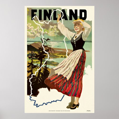 Vintage Travel Poster Finland